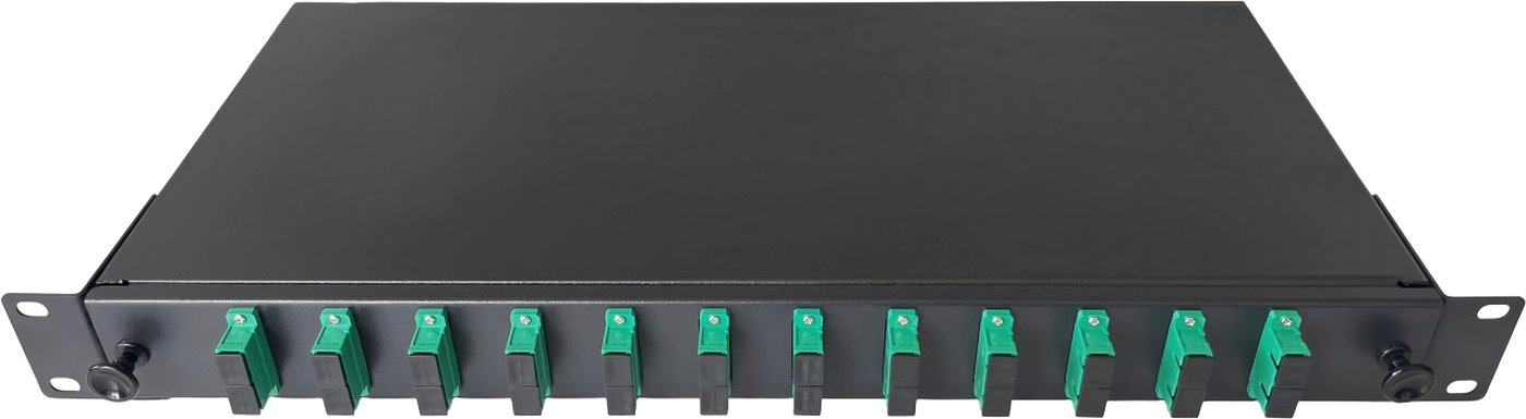 Conexpro ODF with 12x SC/APC duplex adapters and splice tray, 1U, 19"