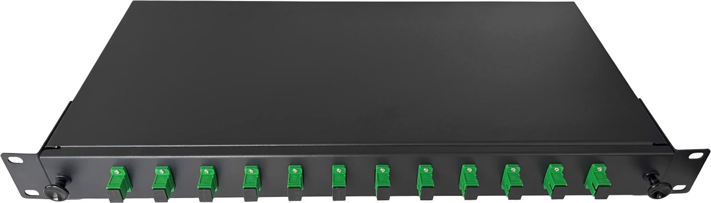 Conexpro ODF with 12x SC/APC simplex adapters and splice tray, 1U, 19"
