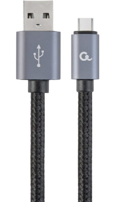 Gembird usb 2.0 cable USB-C to USB-A, 1.8m, cotton braided, black