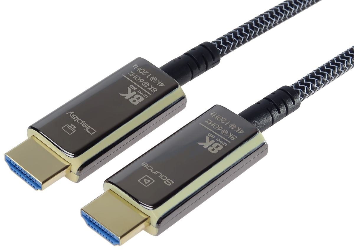 PremiumCord Ultra High Speed HDMI 2.1 optical fiber cable 8K/60Hz, cotton net weave, 15m