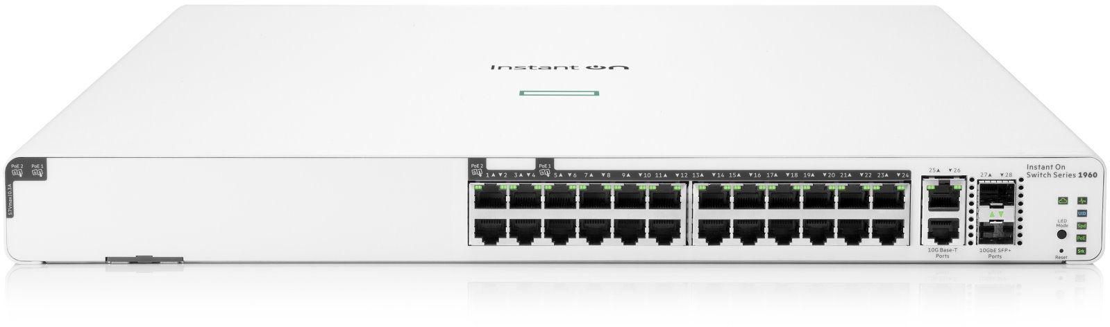 Hewlett Packard Enterprise Aruba Instant On 1960 24G 20p Class4 4p Class6 PoE 2XGT 2SFP+ 370W Managed L2+ Gigabit Ethernet (10/100/1000) Power over Ethernet (PoE) 1U White