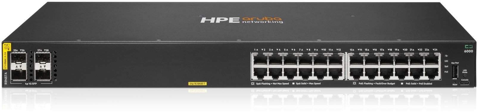 Hewlett Packard Enterprise Aruba 6000 24G Class4 PoE 4SFP 370W Managed L3 Gigabit Ethernet (10/100/1000) Power over Ethernet (PoE) 1U