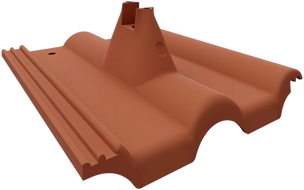 Akusolar roof tile KM Beta (Bramac) with bracket, brick RAL 8023