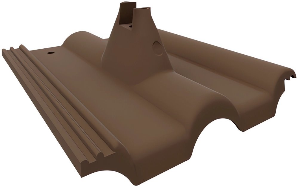 Akusolar roof tile KM Beta (Bramac) with bracket, dark brown RAL 8014