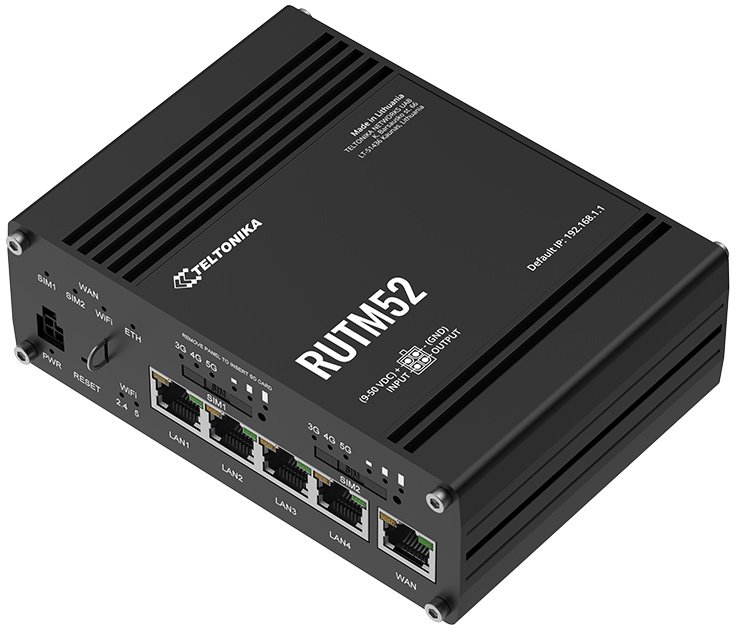 Teltonika RUTM52 Industrial Dual 5G Wi-Fi Router, GPS, 2 modems, eSIM