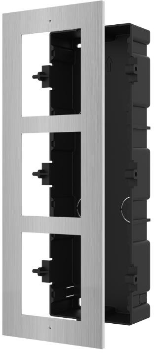 Hikvision DS-KD-ACF3/S, 3x frame for flush mounting of intercom, stainless steel