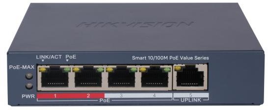 Hikvision DS-3E1105P-EI/M Smart managed PoE switch, 4x PoE, 45W