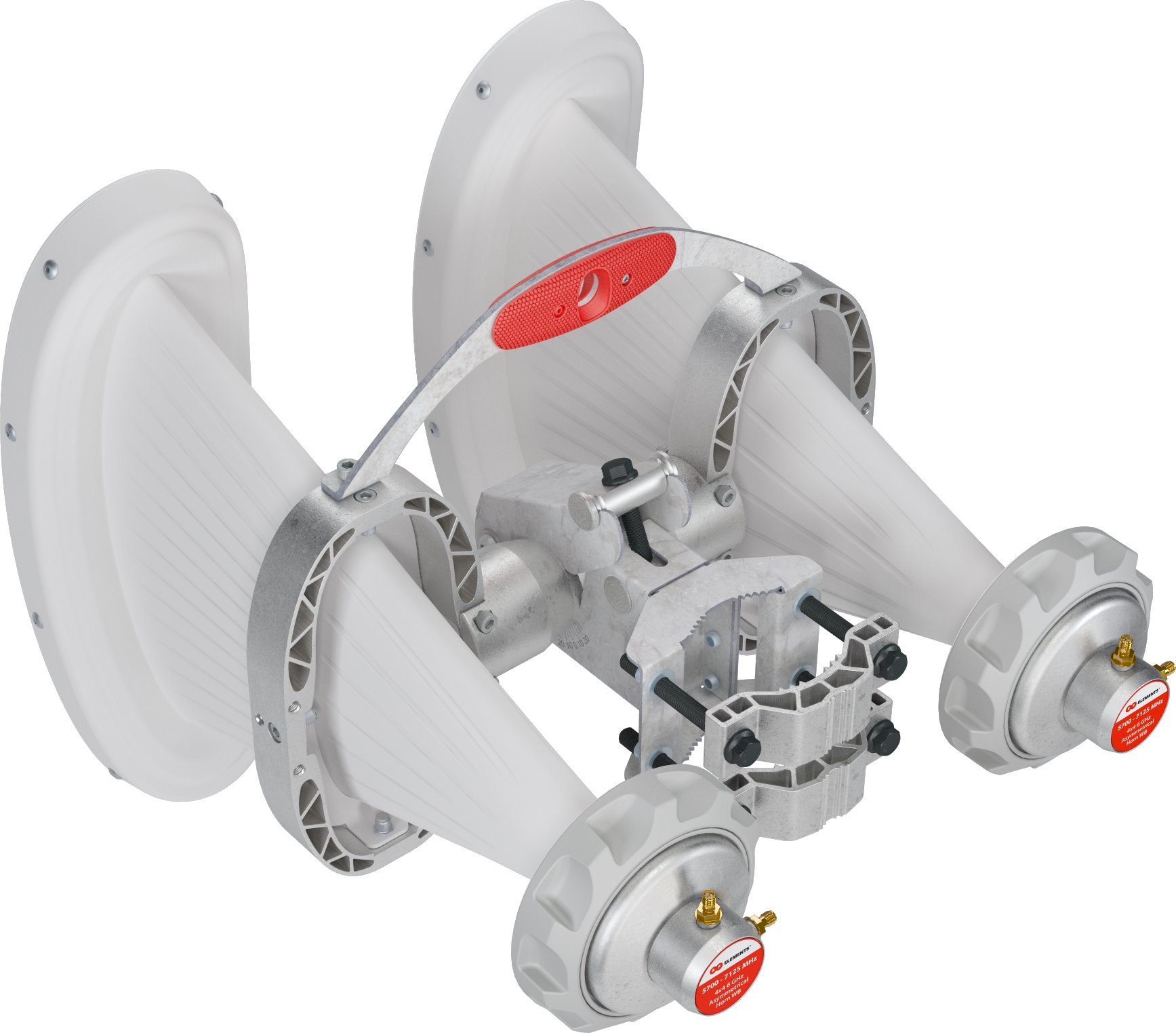 RF elements Asymmetrical sector Horn Wideband antenna with TwistPort, 4x4 MIMO, 5/6GHz, 15dBi, 90°