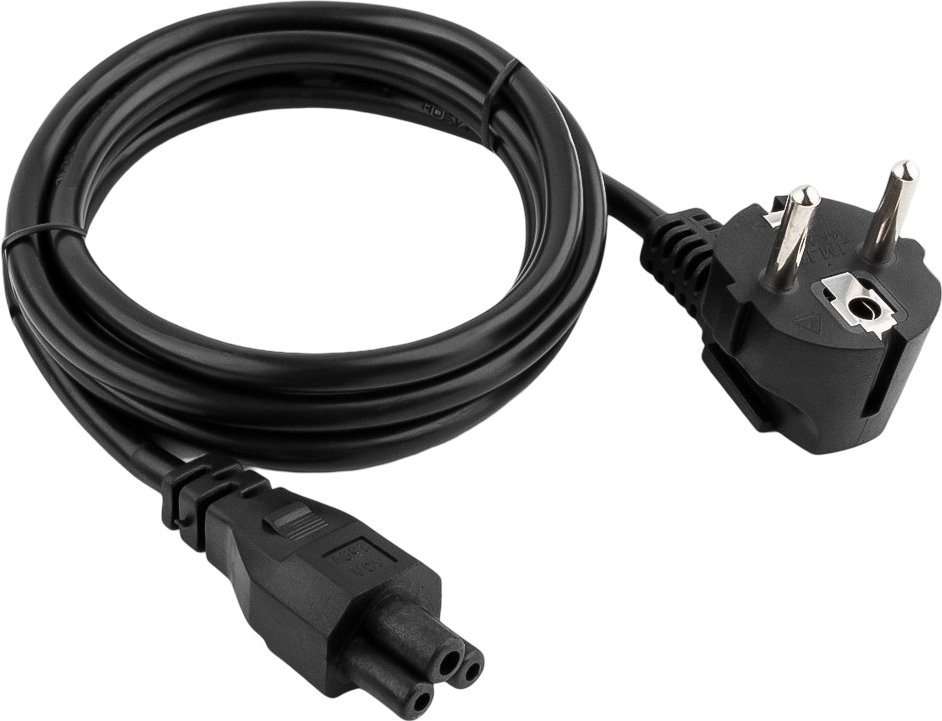 Power cable 230V for notebook 3pin - schuko, 1.8m, black