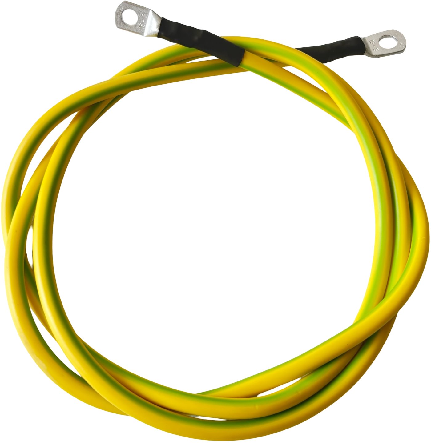 Grounding cable yellow-green with M6 and M8 connectors, 16mm2, stranded, 1.5m