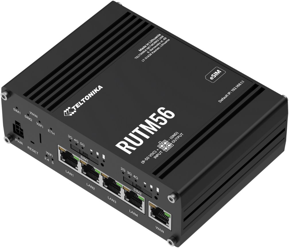 Teltonika RUTM56 Industrial 5G+4G Wi-Fi Router, GPS, 2 modems, eSIM