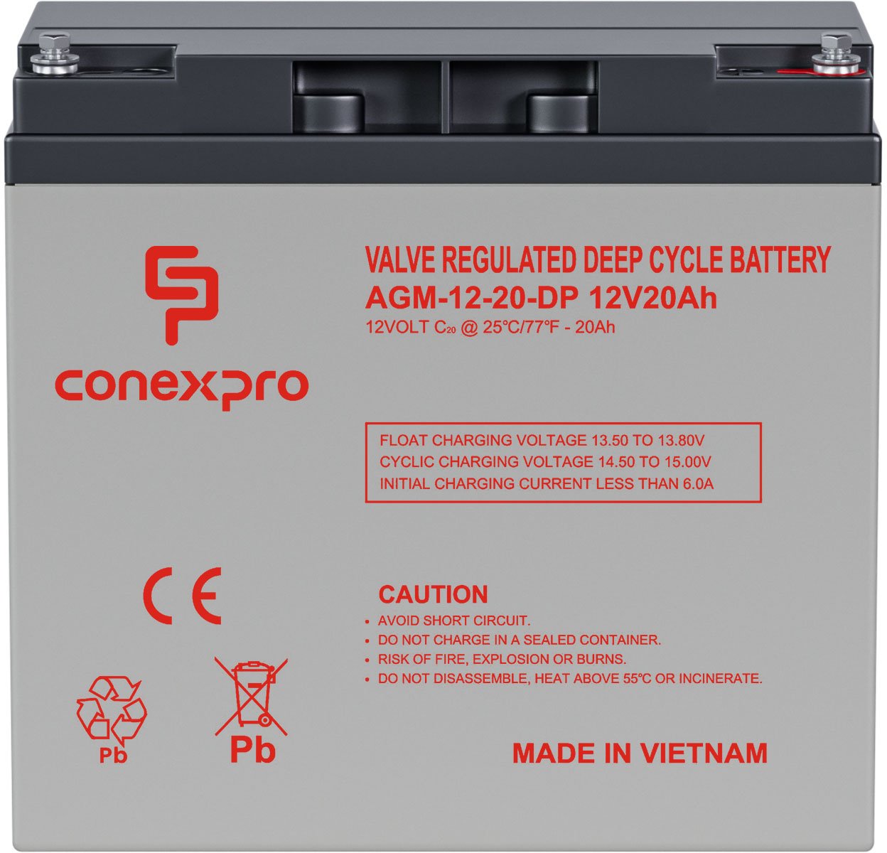 Conexpro batery AGM 12V, 20Ah, lifetime 10 years, M5, Deep cycle