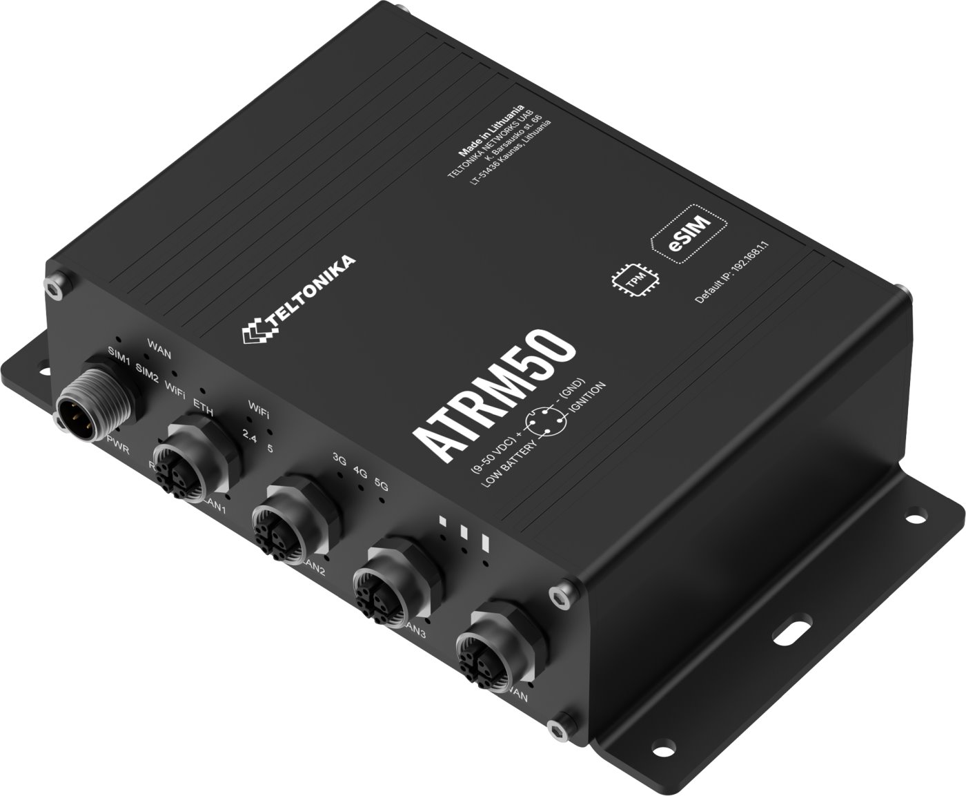 Teltonika ATRM50 Cellular 5G Wi-Fi Router for transportation, eSIM, M12 connectors