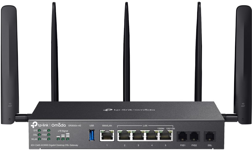 TP-Link DR3650v-4G, 4G+ Omada Wi-Fi 6 DSL Gateway