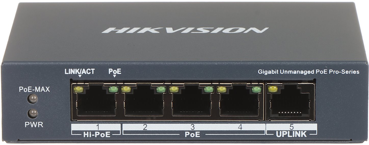 Hikvision DS-3E0505HP-E PoE switch, 4x PoE, 60W