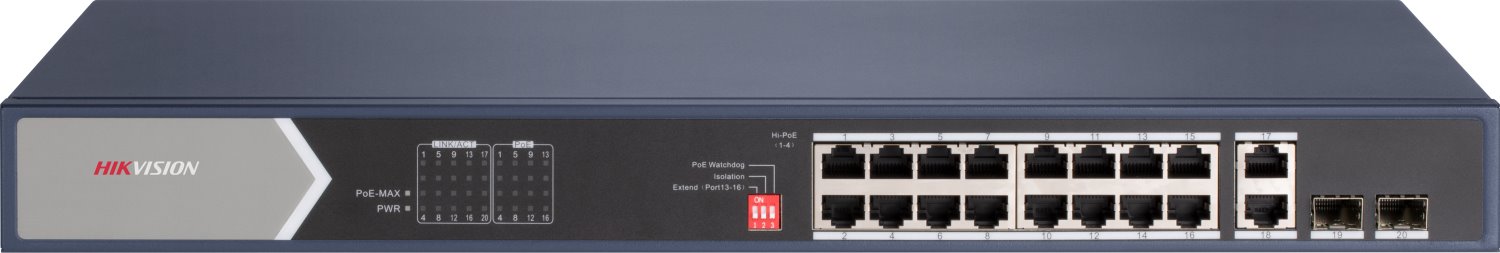 Hikvision DS-3E0520HP-E PoE switch, 16x PoE, 225W