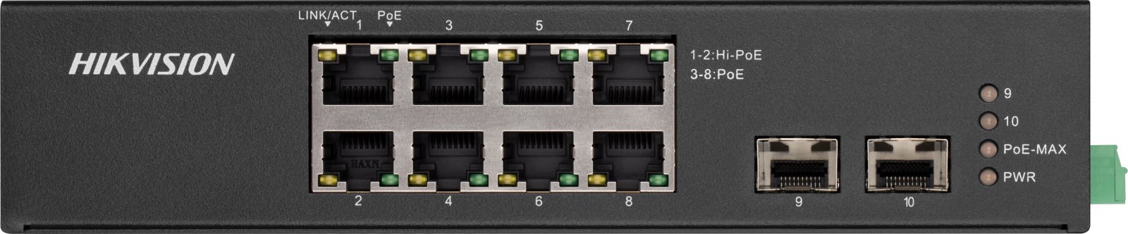 Hikvision DS-3T0510HP-E/HS Industrial PoE switch, 8x PoE, 110W