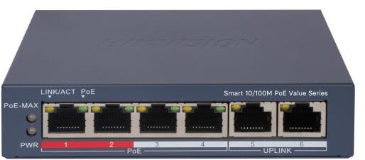 Hikvision DS-3E1106P-EI/M Smart managed PoE switch, 4x PoE, 45W