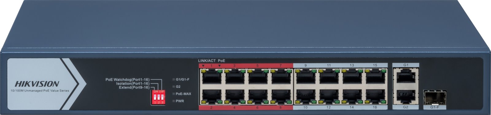 Hikvision DS-3E0318P-E/M(C) PoE switch, 16x PoE, 130W