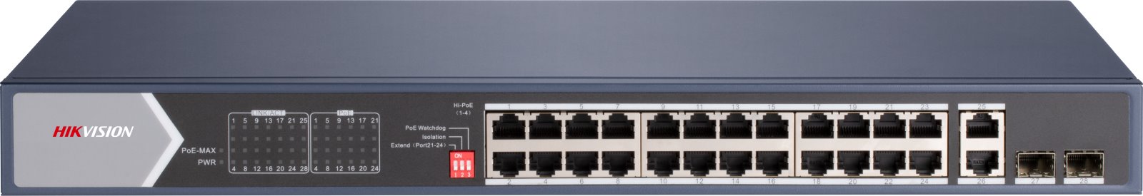 Hikvision DS-3E0528HP-E PoE switch, 24x PoE, 370W