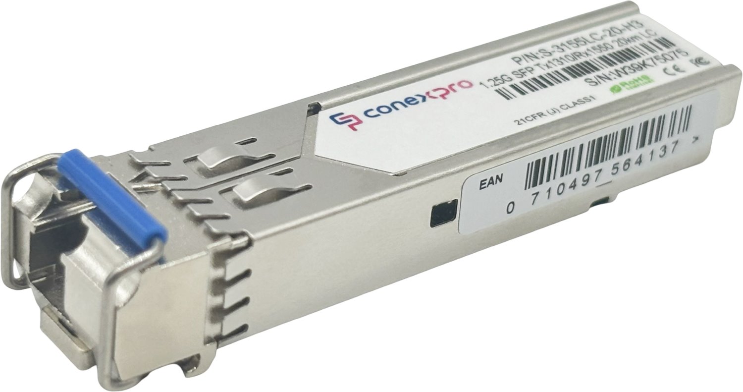 Conexpro 1.25G SFP optical module, WDM/BiDi, SM, Tx1310/Rx1550nm, 20km, 1x LC, DDM - H3C
