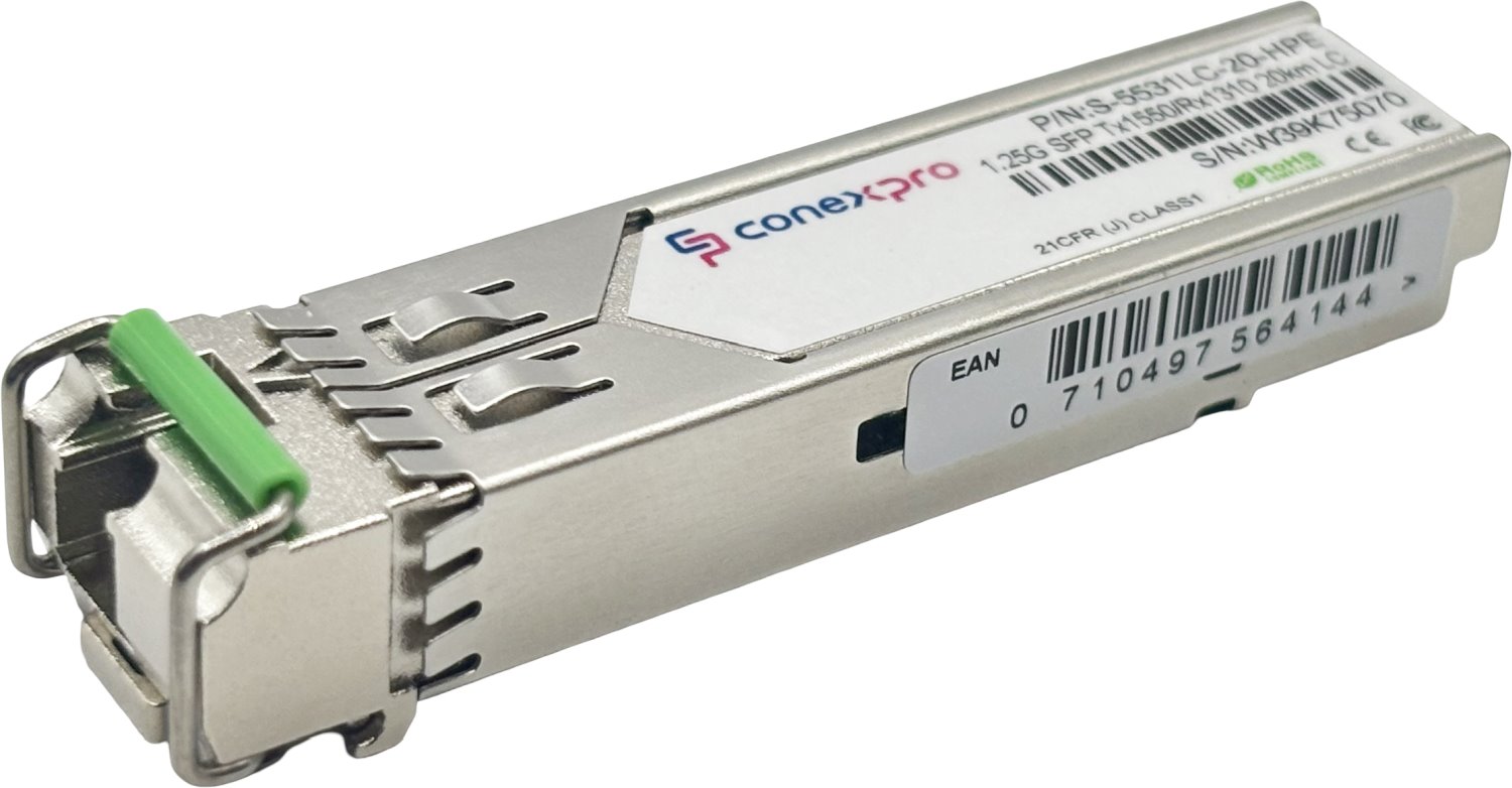 Conexpro 1.25G SFP optical module, WDM/BiDi, SM, Tx1550/Rx1310nm, 20km, 1x LC, DDM - HPE