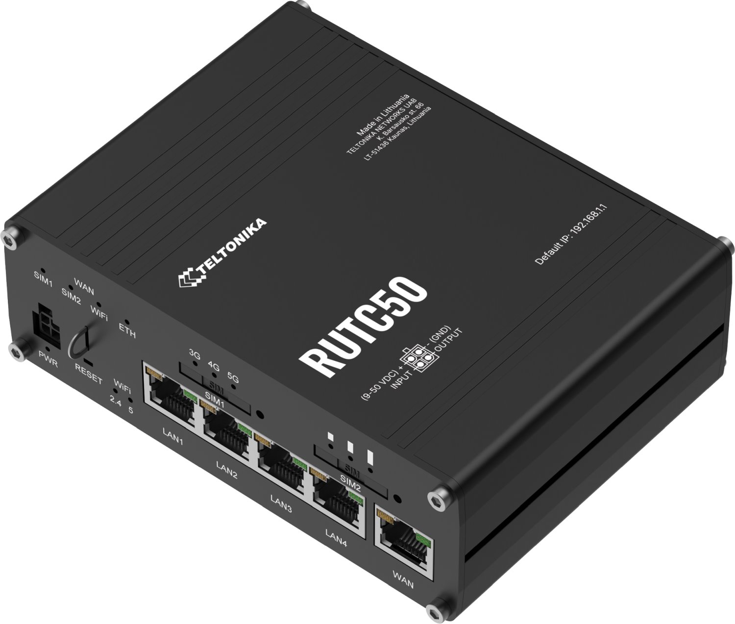 Teltonika RUTC50 Industrial 5G Wi-Fi 6 Router, GPS, eSIM