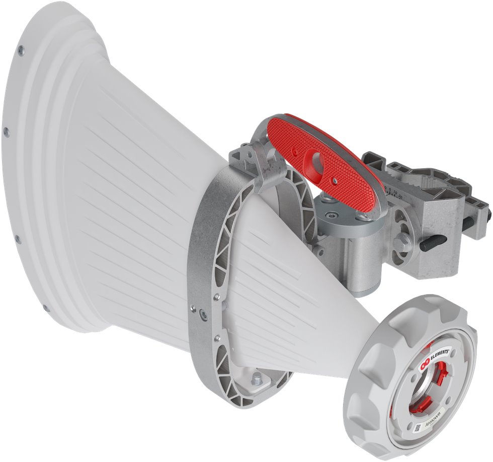 RF elements Asymmetrical sector Horn Wideband antenna with TwistPort, 5/6GHz, 17dBi, 45°