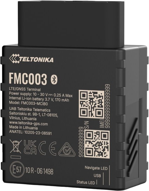 Teltonika Telematics FMC003, Vehicle OBD GPS tracker with Bluetooth and LTE Cat 1