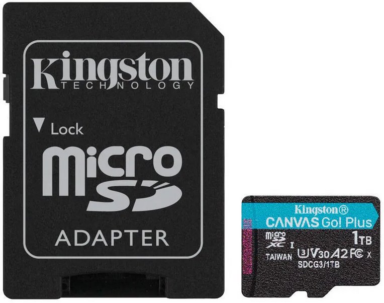 Kingston Technology 1TB microSDXC Canvas Go Plus Gen4 200MB/s A2 U3 V30 Card + Adapter