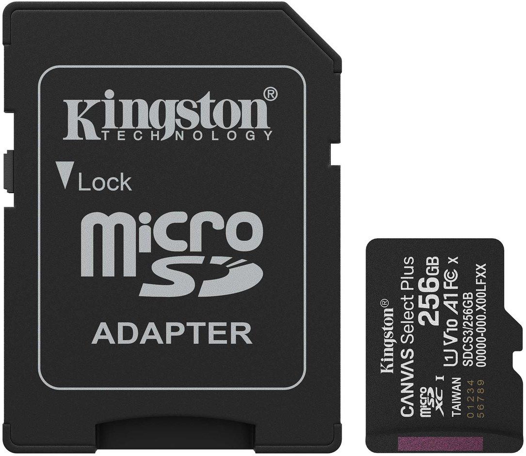 Kingston Micro SDXC Canvas Select Plus Gen3 256GB + SD adaptér