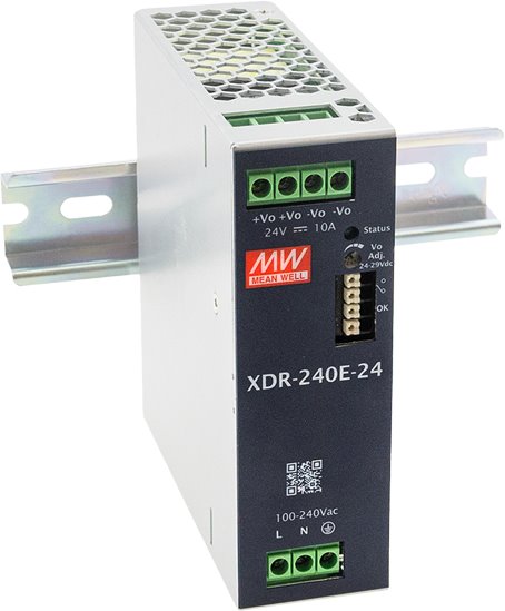 MEAN WELL XDR-240E-24 Průmyslový zdroj na DIN lištu, 240W, 24V