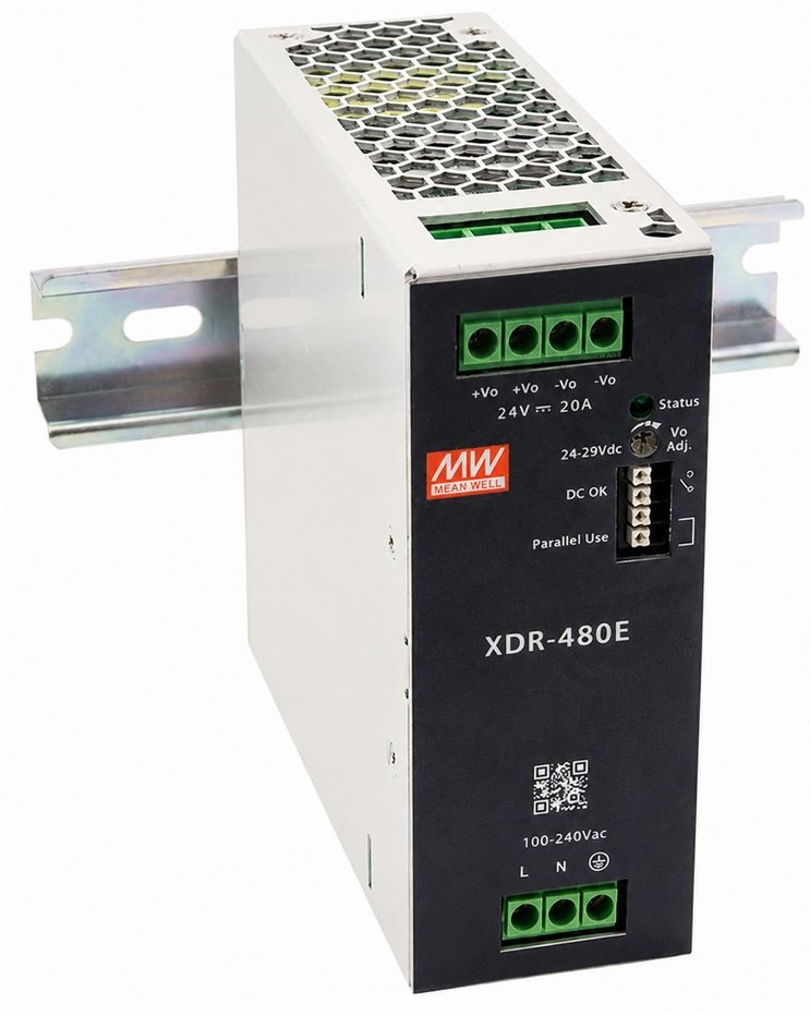 MEAN WELL XDR-480E-12 Průmyslový zdroj na DIN lištu, 360W, 12V