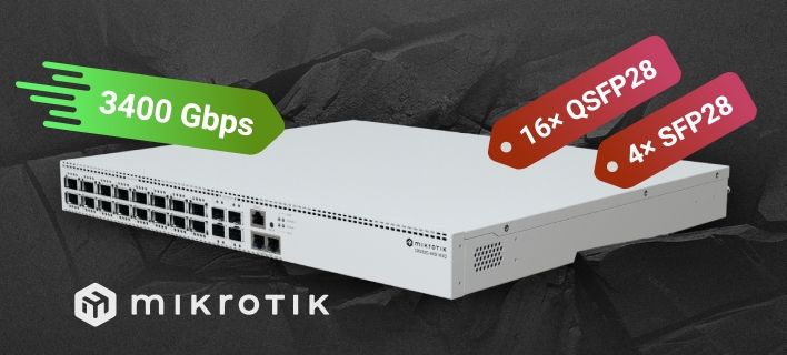 Nejrychlejší MikroTik optický switch s kapacitou přepínání 3400 Gbps