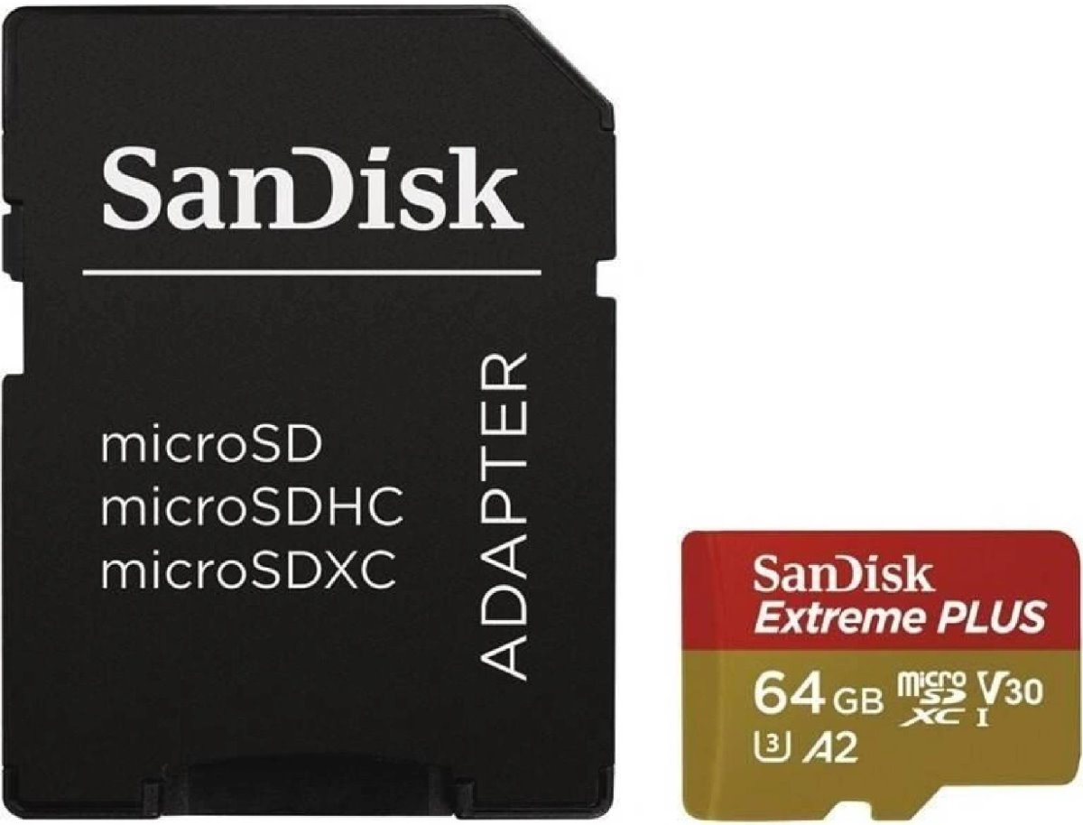 SanDisk Micro SDXC Extreme PLUS 64GB + SD adaptér