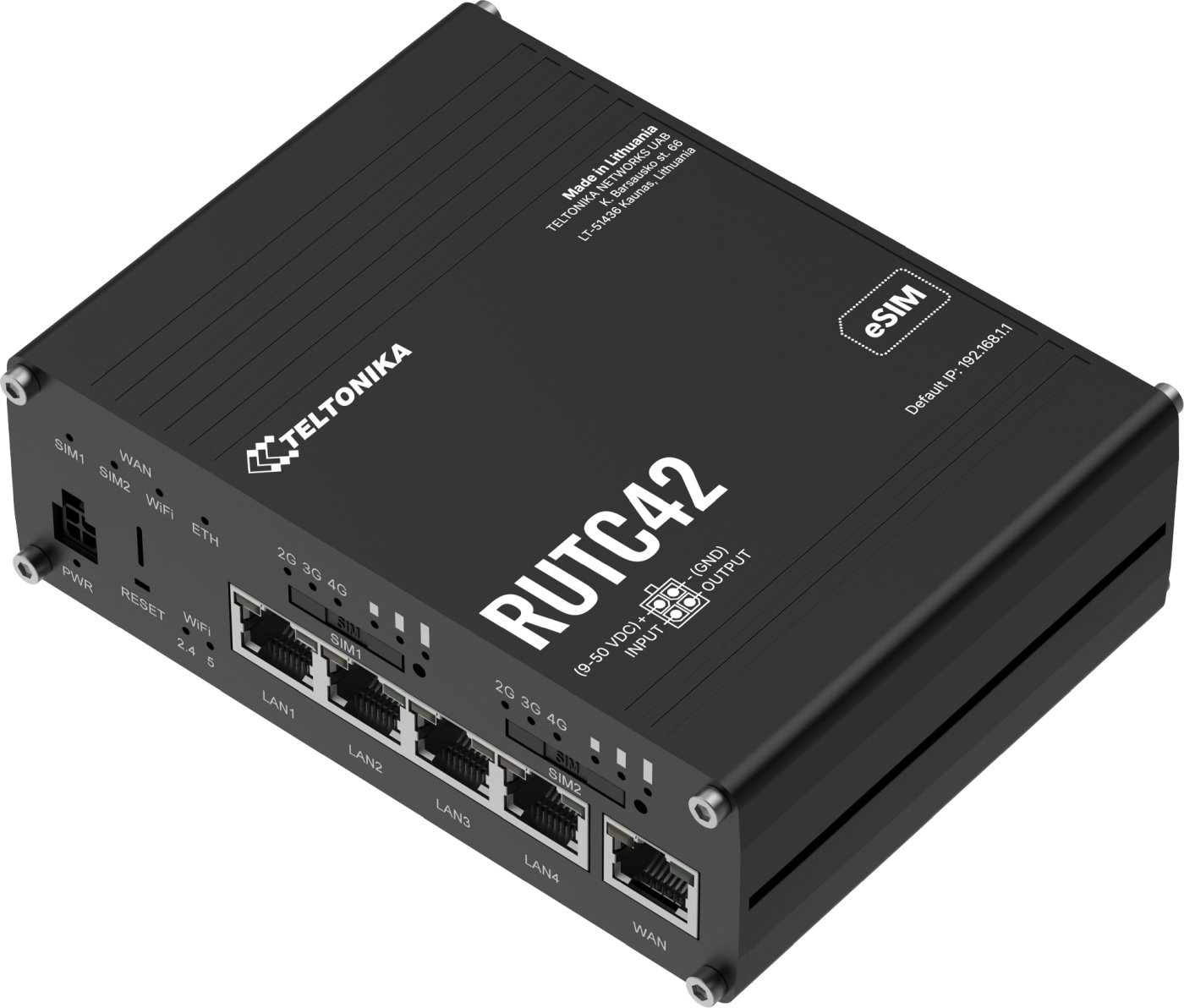 Teltonika RUTC42 Průmyslový 4G Wi-Fi Router, eSIM