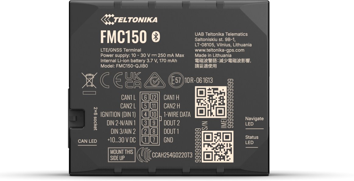 Teltonika Telematics FMC150, GPS smart tracker s Bluetooth, 4G LTE Cat 1 a eSIM