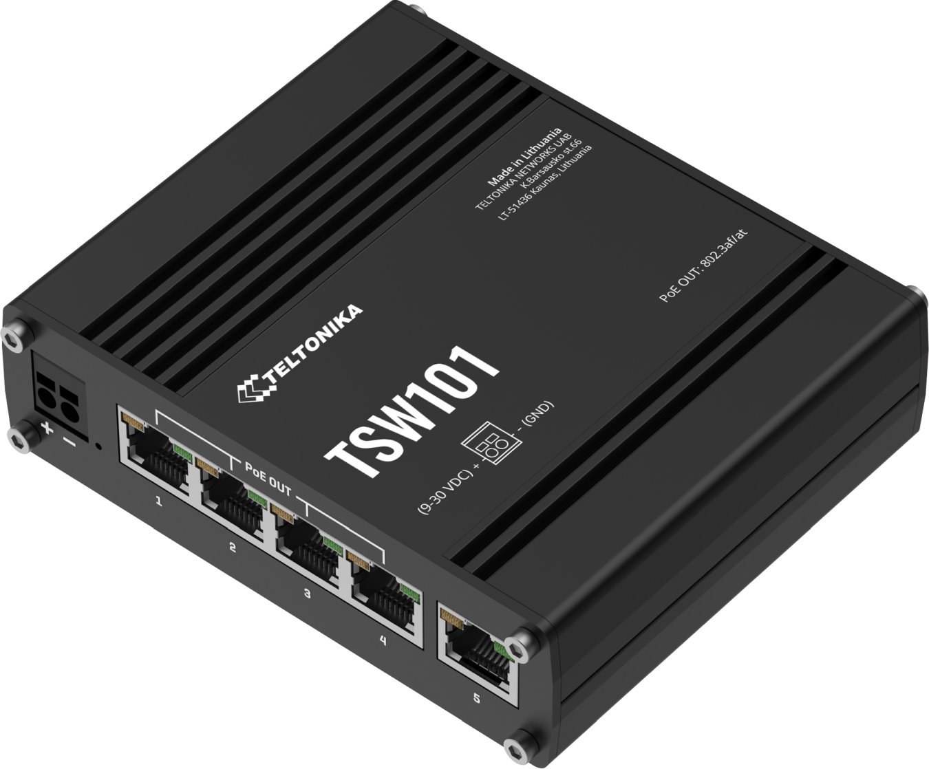 Teltonika TSW101 Průmyslový PoE switch bez managementu, 5x GLAN, 4x PoE, použité