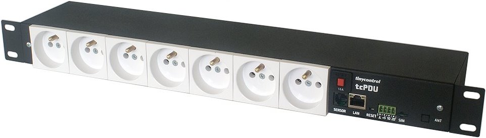 Tinycontrol tcPDU chytrý napájecí distribuční panel 7x 230V do 19" racku