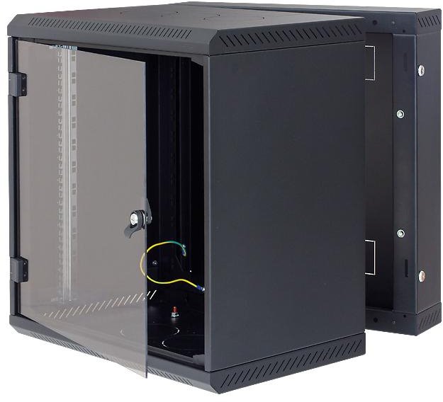 Triton 19" dvojdílný rack 15U/500mm prosklené dveře, černý