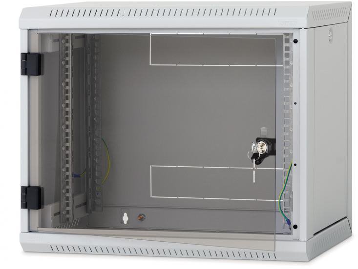 Triton 19" jednodílný rack 12U/600mm prosklené dveře, odnímatelné bočnice,šedý