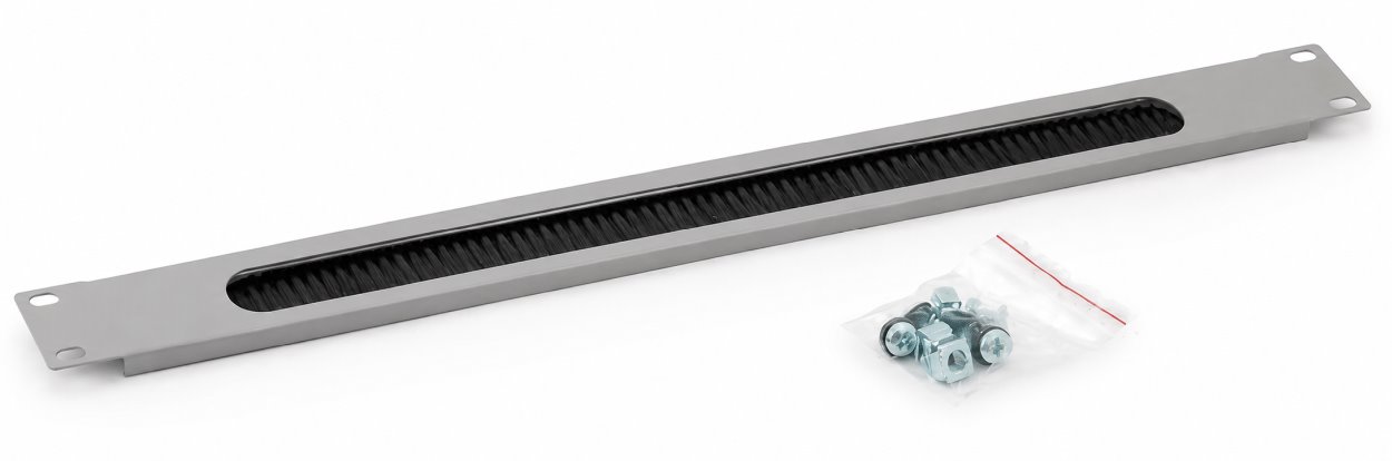 Triton průchozí panel s kartáčem, 1U, 19", šedý