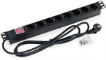 Triton rozvodný panel RAB-PD-X04-A1, 19", 8x 230V (typ F), vypínač, 2m kabel