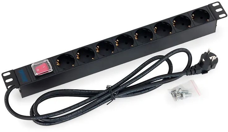 Triton rozvodný panel RAB-PD-X04-A1, 19", 8x 230V (typ F), vypínač, 2m kabel