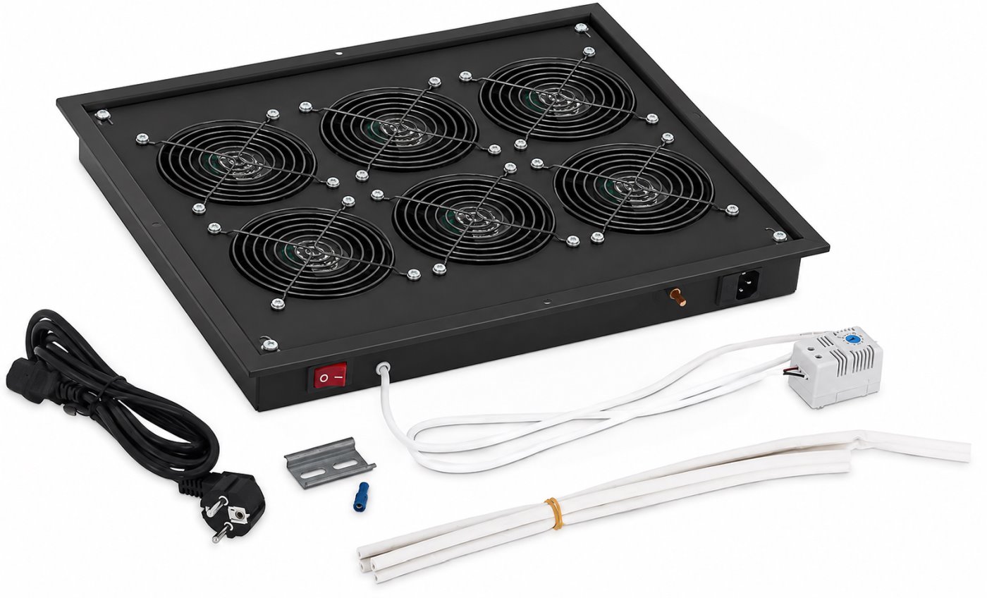 Triton ventilační jednotka s termostatem RAB-CH-X05-X3, 230V/90W, 6 ventilátorů, černá