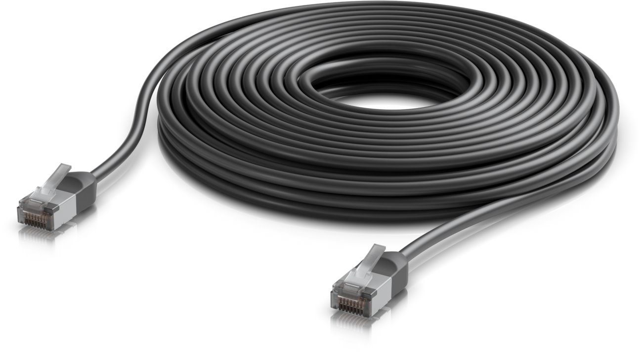 Ubiquiti UniFi venkovní premium Cat6A patch kabel, 12m, černý